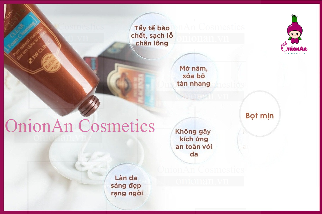 Sữa Rửa Mặt Nhau Thai Cừu 3W Clinic Premium Placenta Clear Foam Cleansing